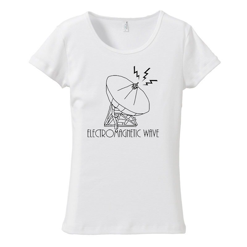 [Women's T-shirt] Electromagnetic wave - Women's T-Shirts - Cotton & Hemp White