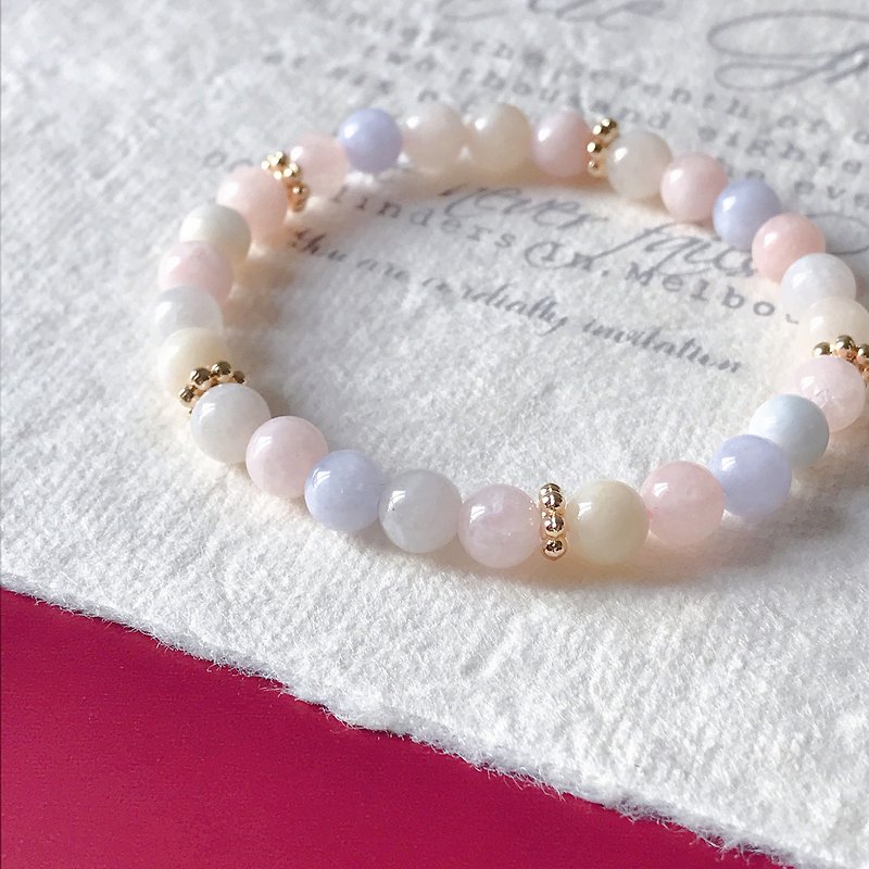 Love luck Stone crystal natural stone bracelet pink color bestie and sister birthday gift - Bracelets - Crystal Pink