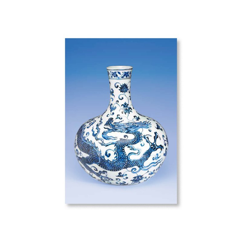 【 明信片 】青花穿蓮龍紋天球瓶 - 卡片/明信片 - 紙 藍色