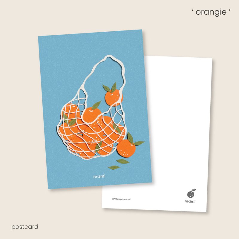 orangie - postcard - 卡片/明信片 - 紙 藍色