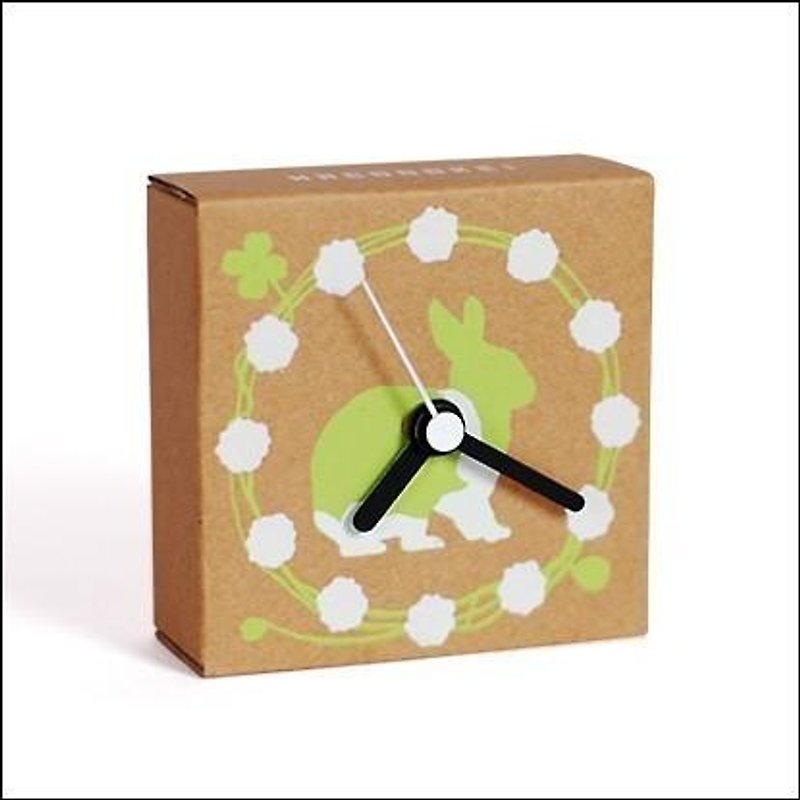 HACODOKEI/Rabbit/LightGreen - นาฬิกา - กระดาษ สีนำ้ตาล