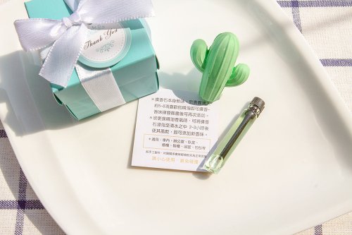 幸福朵朵 婚禮小物 花束禮物 Tiffany盒仙人掌擴香石風口夾 婚禮小物 生日禮物 情人節 禮物
