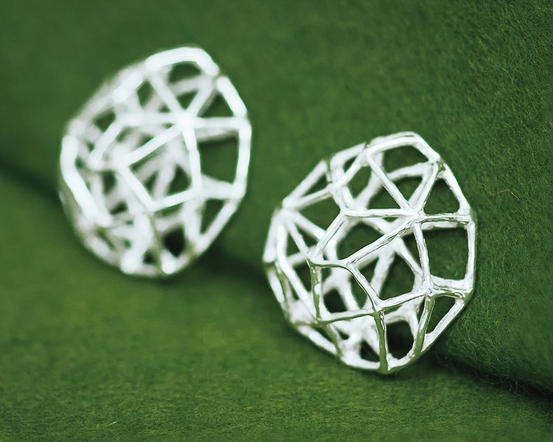 Geometric earrings - Borsetta earrings - large earrings - Contemporary earrings - Earrings & Clip-ons - Silver Silver
