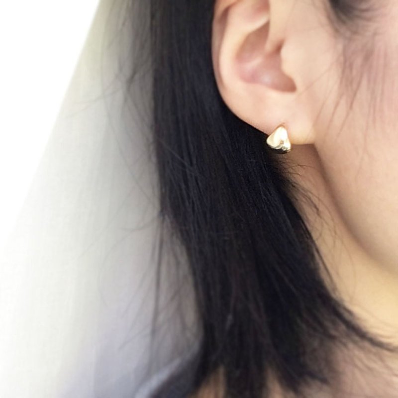 Teardrop shaped Earrings or Ear clips - 耳環/耳夾/耳骨夾 - 銀 金色