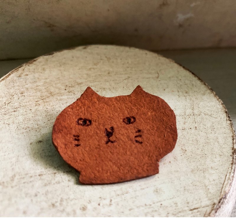 Cat 貓 復古 皮革 別針 胸針 - 胸針 - 真皮 