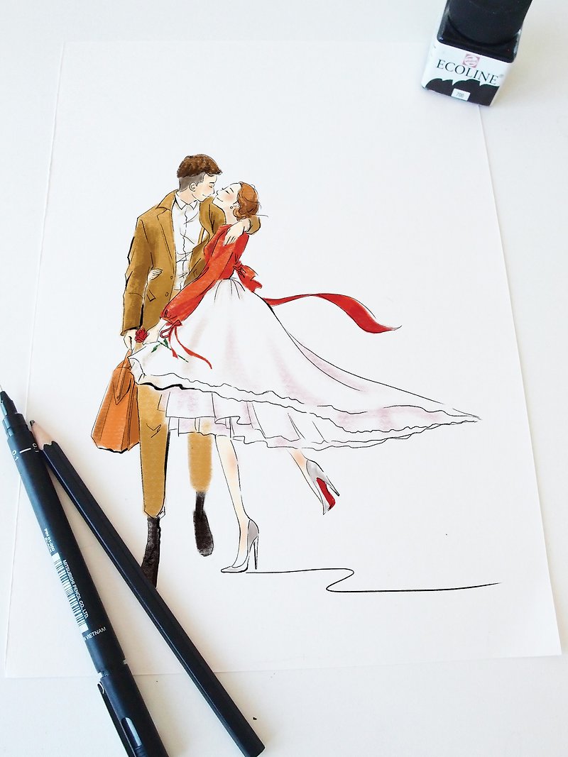 英国スタイル/結婚式のイラスト/結婚式の招待状のデザイン - 招待状 - 紙 