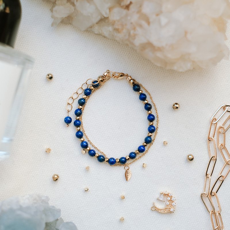 Expression - Lapis Lazuli Gold plated bracelet - สร้อยข้อมือ - คริสตัล สีน้ำเงิน