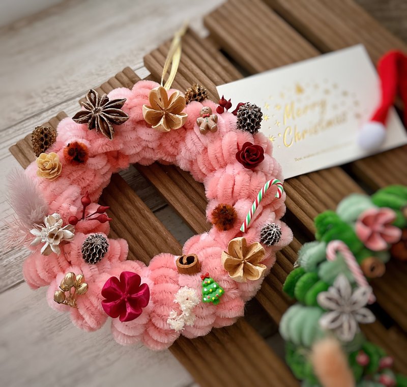 Miss。花謎  聖誕雪絨花圈 - 乾燥花/永生花 - 植物．花 多色