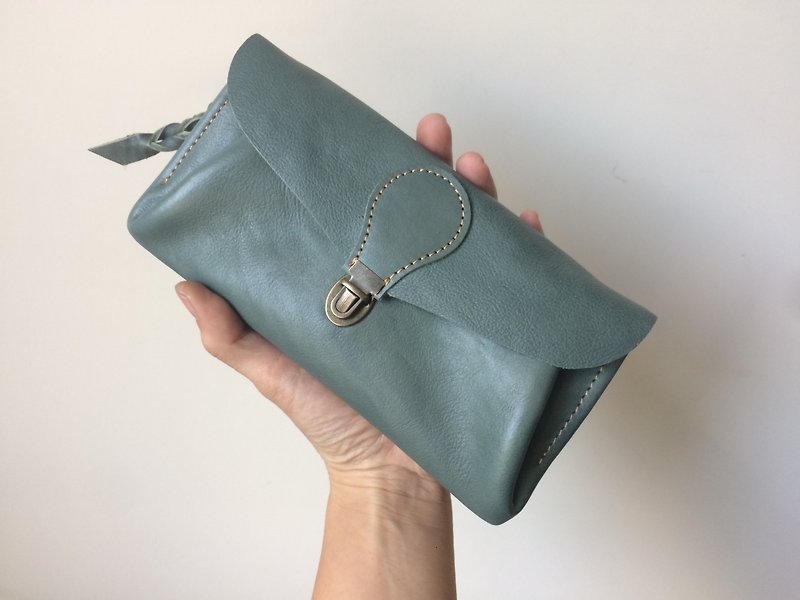Soft genuine leather wallet series-envelope sage - Wallets - Genuine Leather Gray