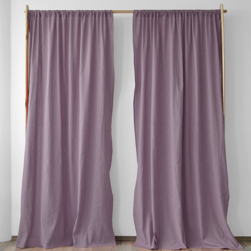 Mauve regular and blackout linen curtains / Custom curtains / 2 panels - 門簾/門牌 - 亞麻 紫色