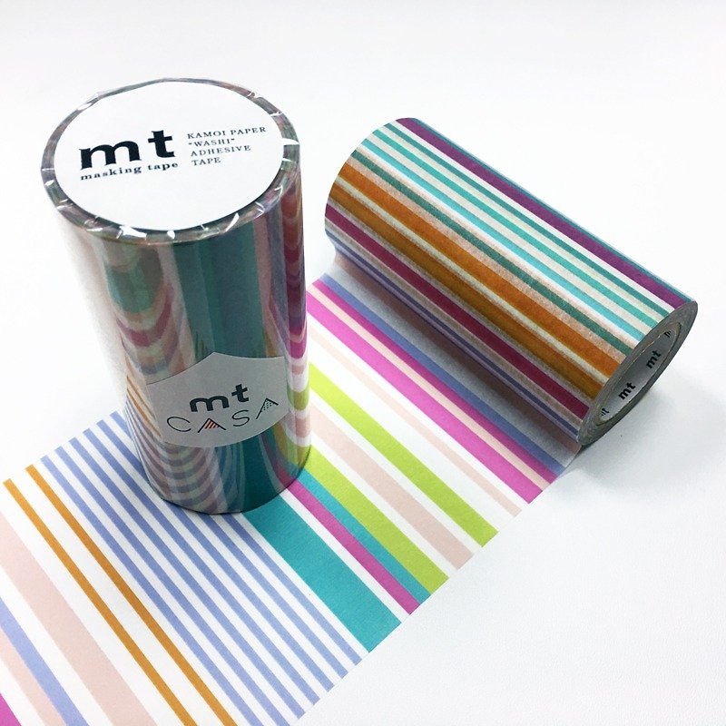 mt CASA tape 100mm和紙膠帶【多彩線條 粉彩 (MTCA1121)】 - 壁貼/牆壁裝飾 - 紙 多色