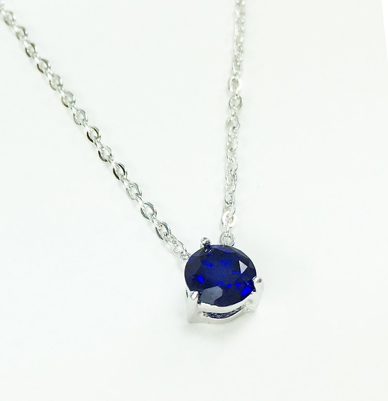 Birthstone Series/September/Sapphire SAPPHIRE/Necklace/Birthday Gift - Necklaces - Semi-Precious Stones White