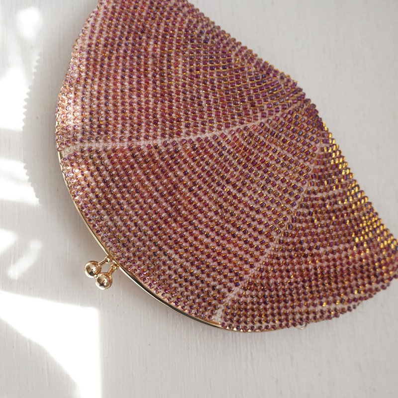 Ba-ba (m) Seedbeads crochet pouch No.2162 - 化妝包/收納袋 - 其他材質 橘色