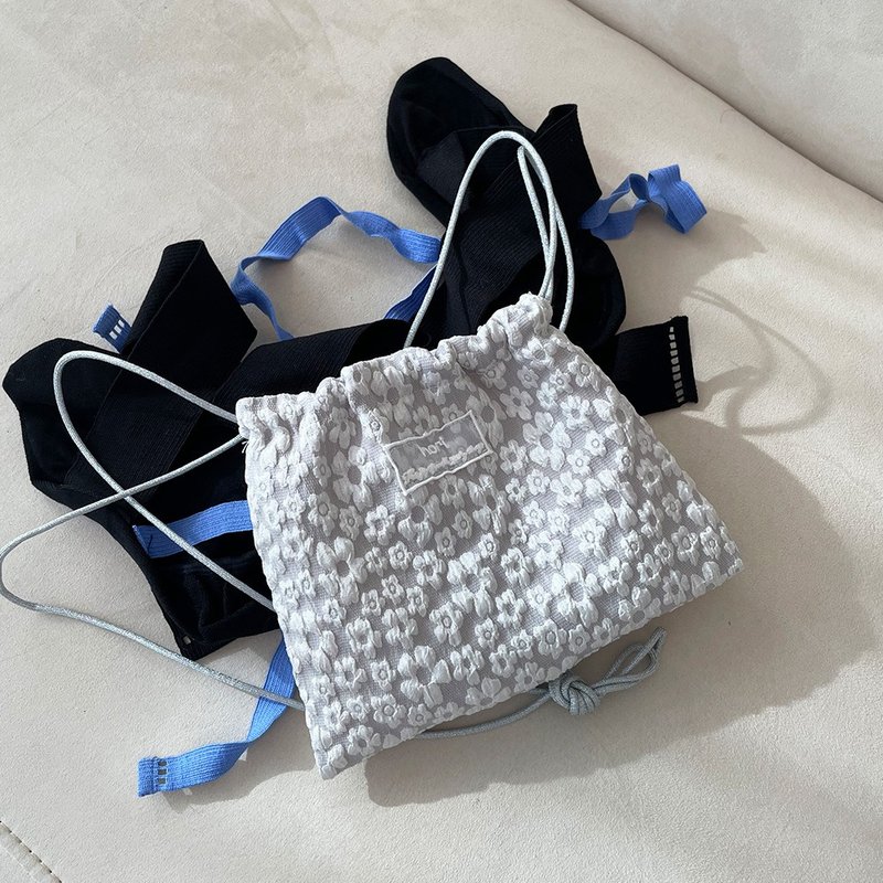 mini flora bag (silver) - 側背包/斜背包 - 聚酯纖維 銀色