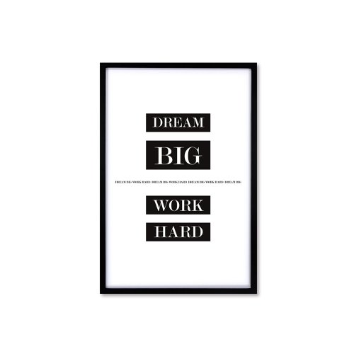 iINDOORS英倫家居 北歐風裝飾畫相框 Dream Big Work Hard 經典款 黑色框 63x43cm