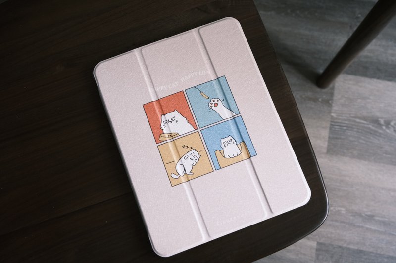 Happy Cat Happy Life 防摔皮革IPAD保護套 三折款附筆槽位 - 平板/電腦保護殼/保護貼 - 人造皮革 多色