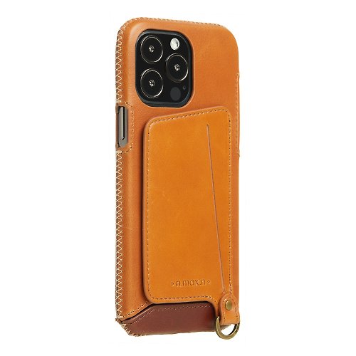 n max n iPhone14 Pro Max 經典系列/附皮革手腕帶/站立卡袋-古銅棕