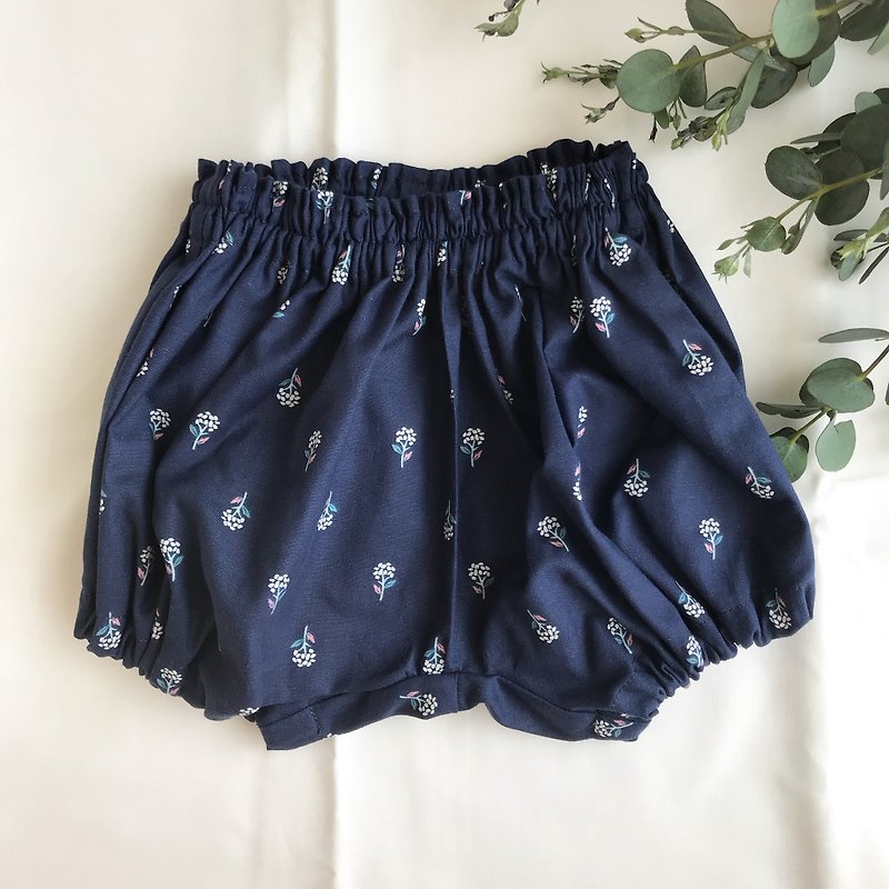 Baby pants (small flower / navy) - Pants - Cotton & Hemp Blue