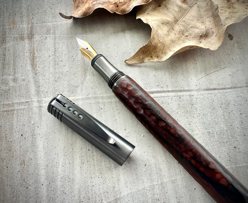 Semi-capped slightly concave rosewood fountain pen (F nib) - Fountain Pens - Wood 