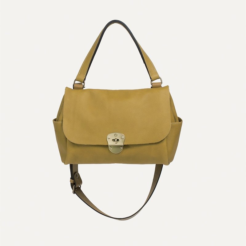 Bleu de Chauffe-JUNE BAG leather bag_Jaune / yellow (lost product discount) - กระเป๋าแมสเซนเจอร์ - หนังแท้ 