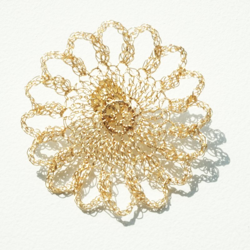 Doily1 Brooch - Brooches - Other Metals Orange