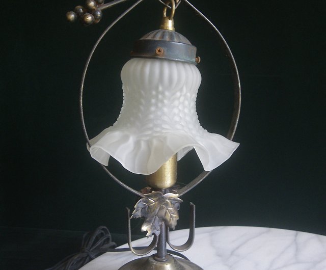 Hand Taiwanese Glass Table Lamp, Hobnail Small Table Lamp