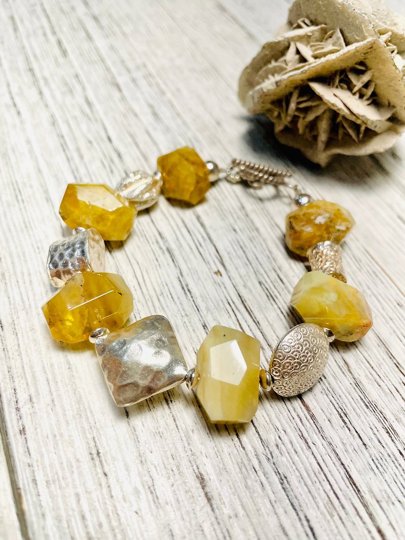 Sunny yellow opal sterling silver bracelet - Bracelets - Semi-Precious Stones Yellow