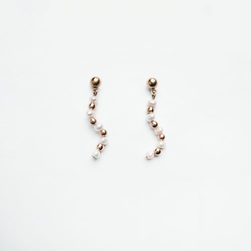 JUelry Design 珍珠綢緞耳環 (曲) - Pearl Satin earrings (curve)