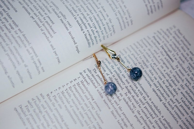 COR-DATE-Blue Grey Marble Road Swing Earrings - Earrings & Clip-ons - Other Metals 
