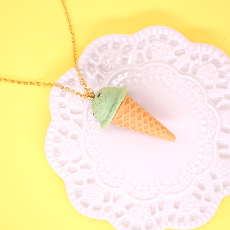 *Playful Design* Mint Chocolate Ice Cream Necklace - Chokers - Clay Green