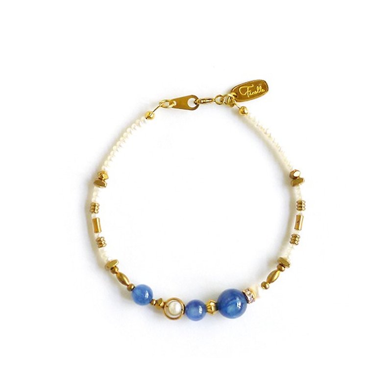 Ficelle | Handmade Brass Natural Stone Bracelet | [Kyanite] Imitation of the outline - Bracelets - Gemstone 