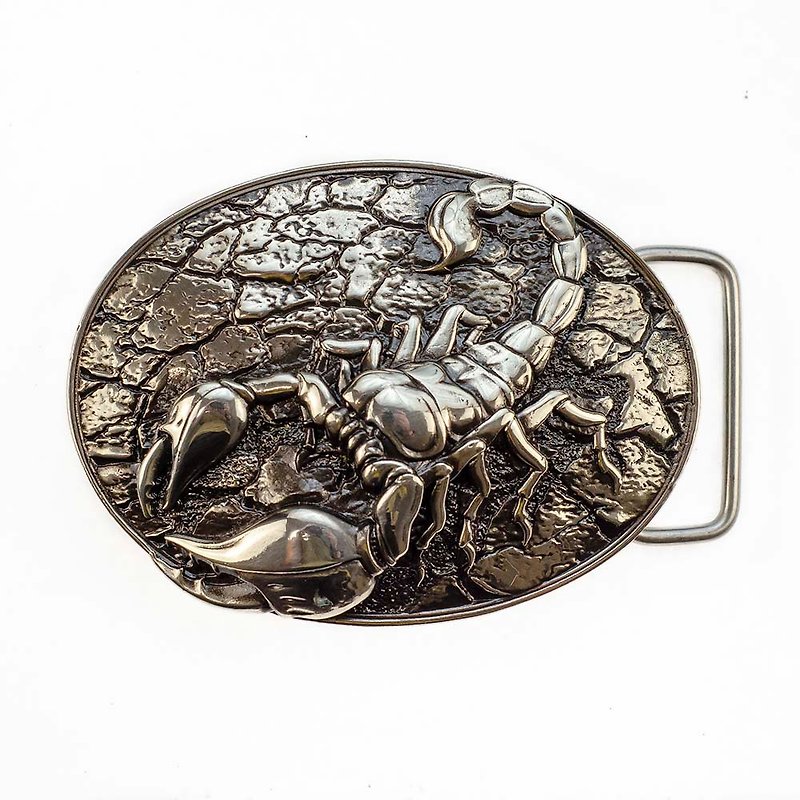 Scorpion soild german silver belt buckle, Arachnid nickel silver belt accessory - 腰帶/皮帶 - 其他材質 銀色