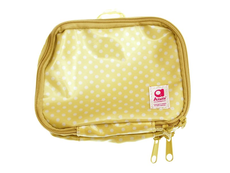 波點旅行小袋 - 黃色  - 化妝包/收納袋 - 塑膠 黃色