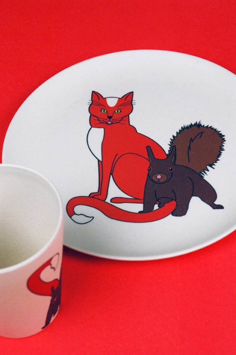 Zuperzozial - Hungry Kids Plate Hungry Cat - Small Plates & Saucers - Bamboo 