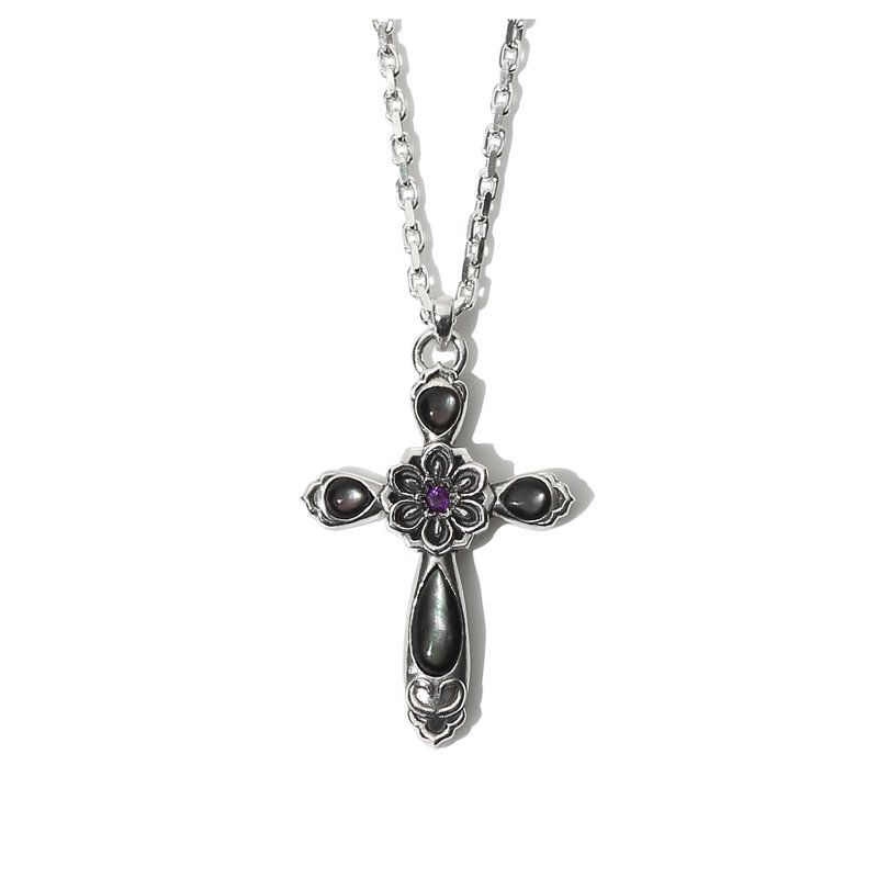 Korea traditional DanCheng nacre Black Cross Silver necklace / Cheong - 20 - 項鍊 - 其他金屬 銀色