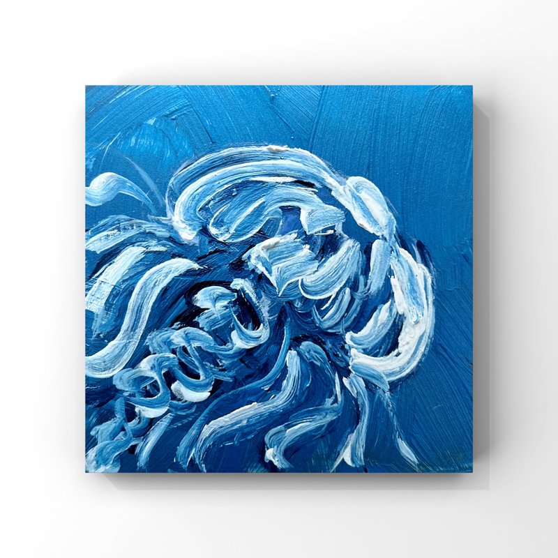 Jellyfish art Underwater painting Sea ocean nautical marine wall art original - 海報/掛畫/掛布 - 其他材質 藍色
