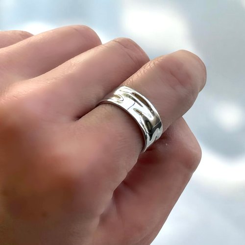 kiitos ミニマリスト シンプル シルバー リング 指輪 / 金屬アレルギー対応 戒指 男性 女性 防過敏 戒指 可調環 銀戒指 男女通用的