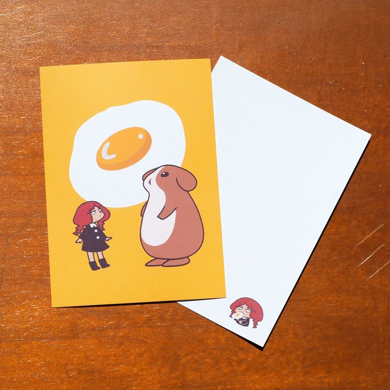 Postcard of Coni and RED poached eggs - Cards & Postcards - Paper Orange