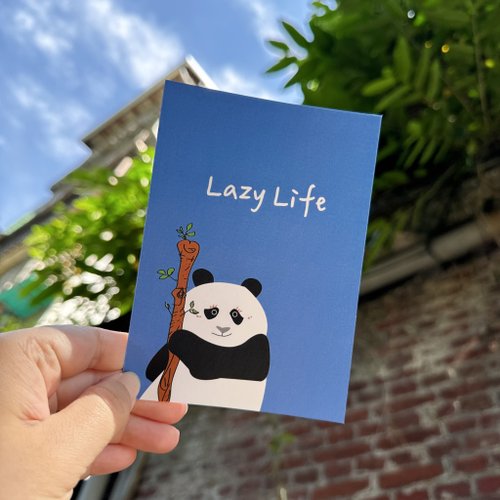 Daily Garden 花園哩趣 Daily a HA 明信片/卡片 力量系熊貓阿Q Lazy Life (海水藍)