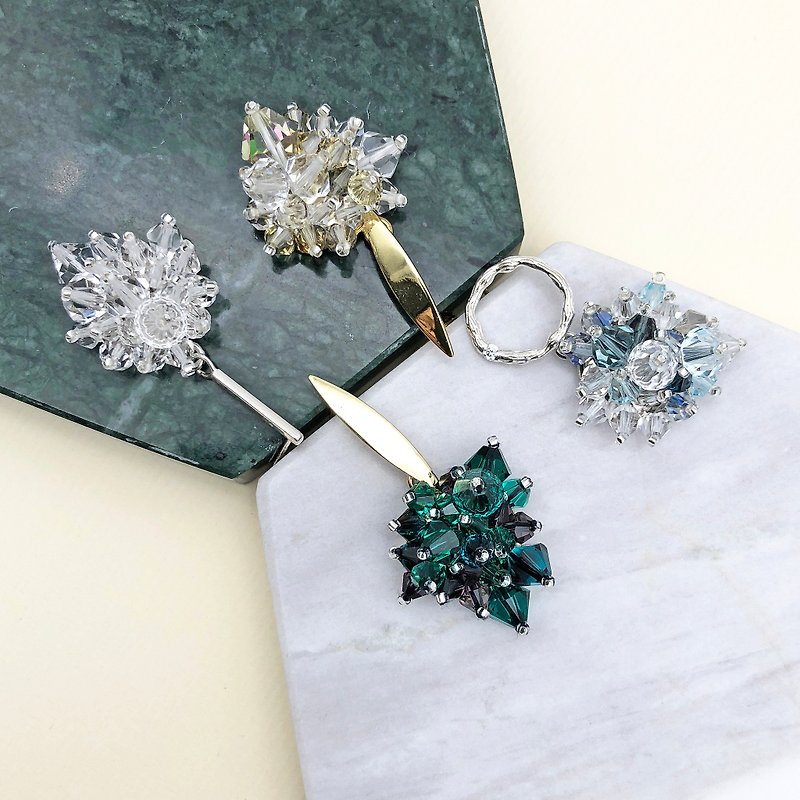 Swarovski Crystals 925 Silver Earrings【Crystal Earrings】【wedding】【Birthday Gift】 - ต่างหู - คริสตัล สีใส