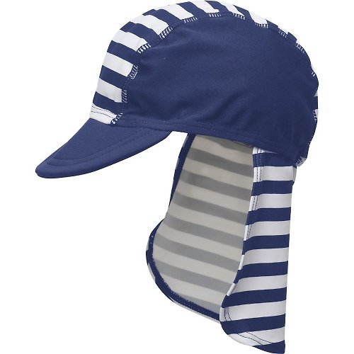日安朵朵 德國PlayShoes 嬰兒童抗UV防曬水陸兩用遮頸帽-海軍風