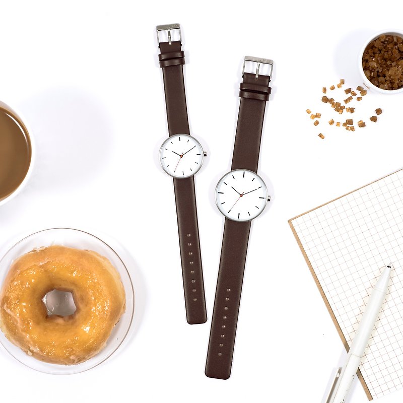 ミニマル・ウォッチ：カフェ 'コレクションVol.02南 - チョコレートミルク。 - 腕時計 - 革 ブラウン