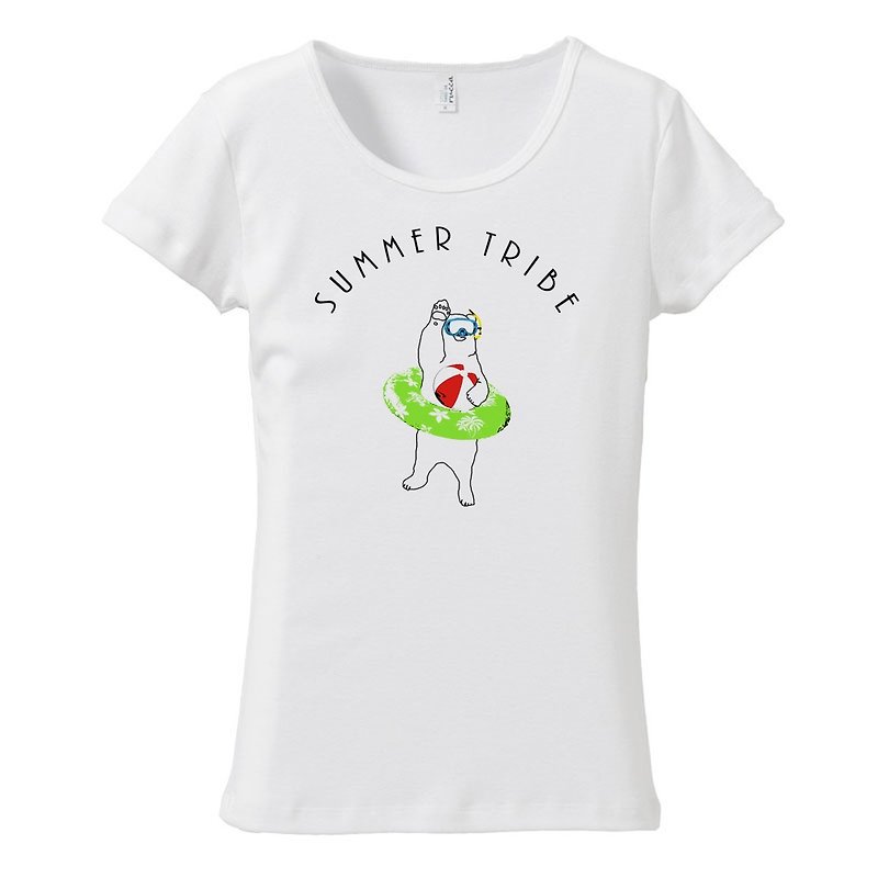 Women's T-shirt / summer tribe - เสื้อยืดผู้หญิง - ผ้าฝ้าย/ผ้าลินิน ขาว