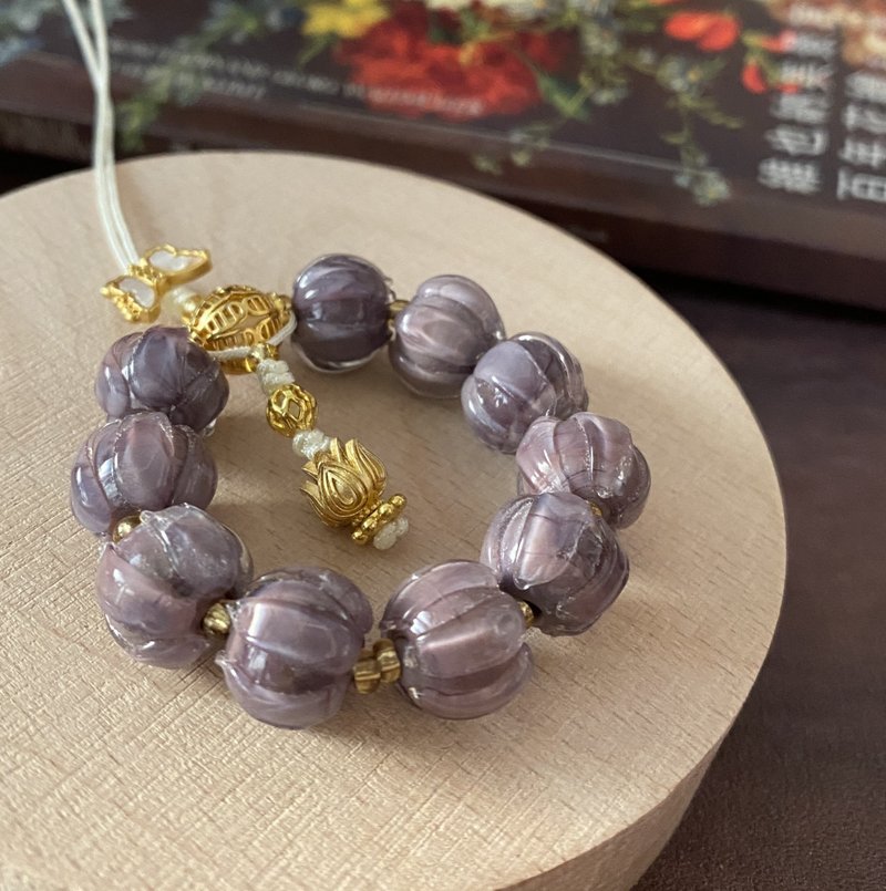 ʚ(Round Rabbit)ɞ Charm ๑ Peony Glass - Charms - Colored Glass Purple