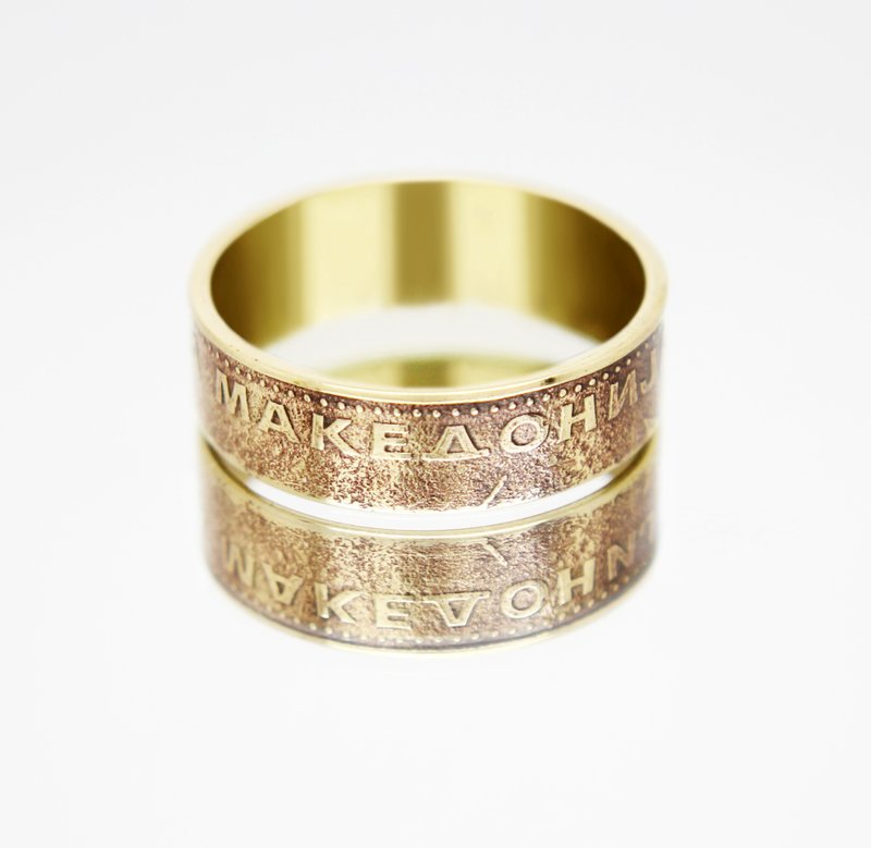 Macedonia Coin Ring 50 deni 1993 coin rings for men coin rings for women - 戒指 - 其他金屬 