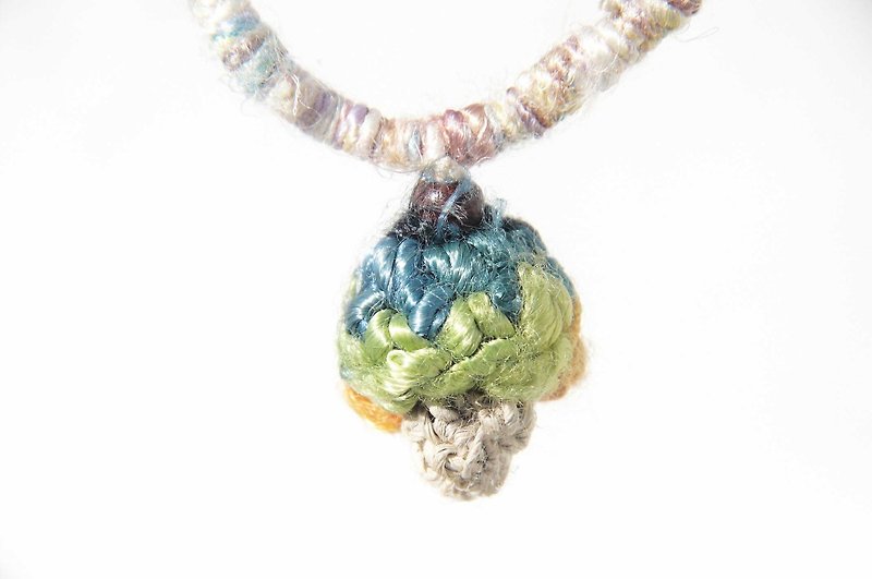 New Year gift birthday gift for Mother's Day gifts Valentines Day gifts Christmas market a limited edition leather + cotton woven Linen necklace mushrooms - forest-based Gradient Rainbow Rainbow saris woven wire hand twisting mushrooms - Necklaces - Cotton & Hemp Multicolor