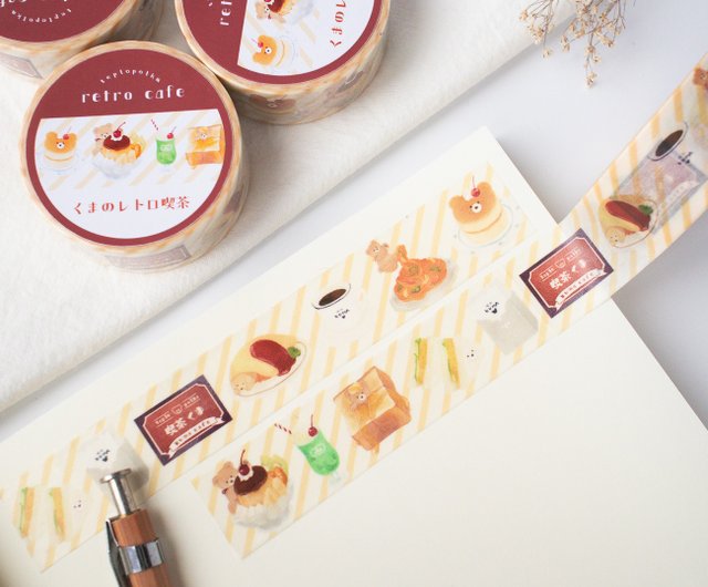 海外 PETテープ マスキングテープ くまさん マスキングテープ【5m】 / 丸太と熊 | Mokuji