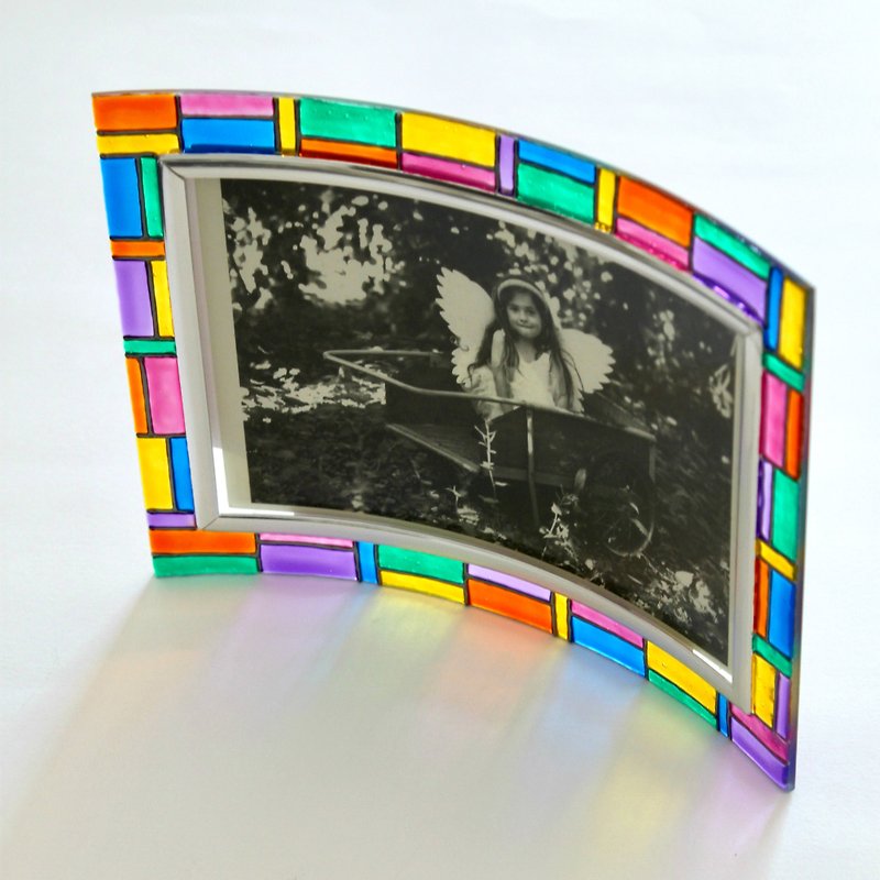 Rainbow Multi-colored Blocks Decorative Photo Frame・Personalised Birthday Gift - กรอบรูป - แก้ว หลากหลายสี