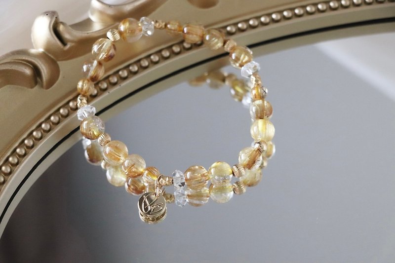 Lucky Titanium Crystal Bracelet Original Design / Rich Treasure - Titanium Crystal - Citrine - Bracelets - Crystal Gold