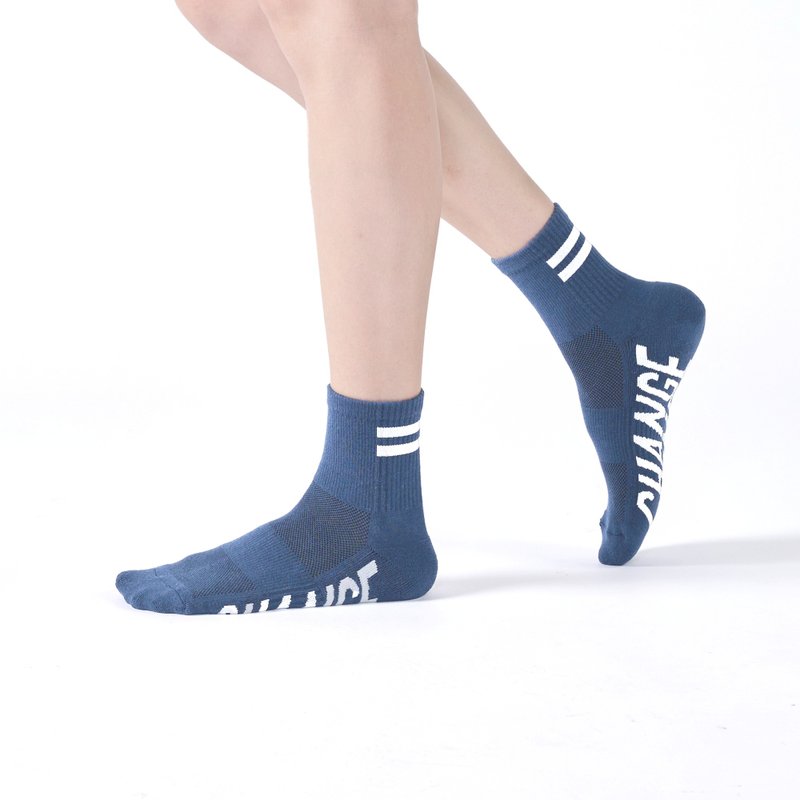 RUN antibacterial sports socks/grey blue (F)-MIT antibacterial sports socks - ถุงเท้า - ผ้าฝ้าย/ผ้าลินิน สีน้ำเงิน